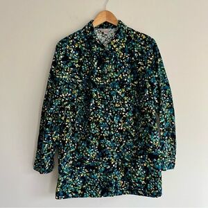 J. Jill Blue and Green Corduroy Button Down Shirt Tunic 1X